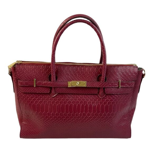 gunas new york Handbags - GUNAS NEW YORK Women's HERMIT Burgundy Vegan Leather Double handle Handbag.